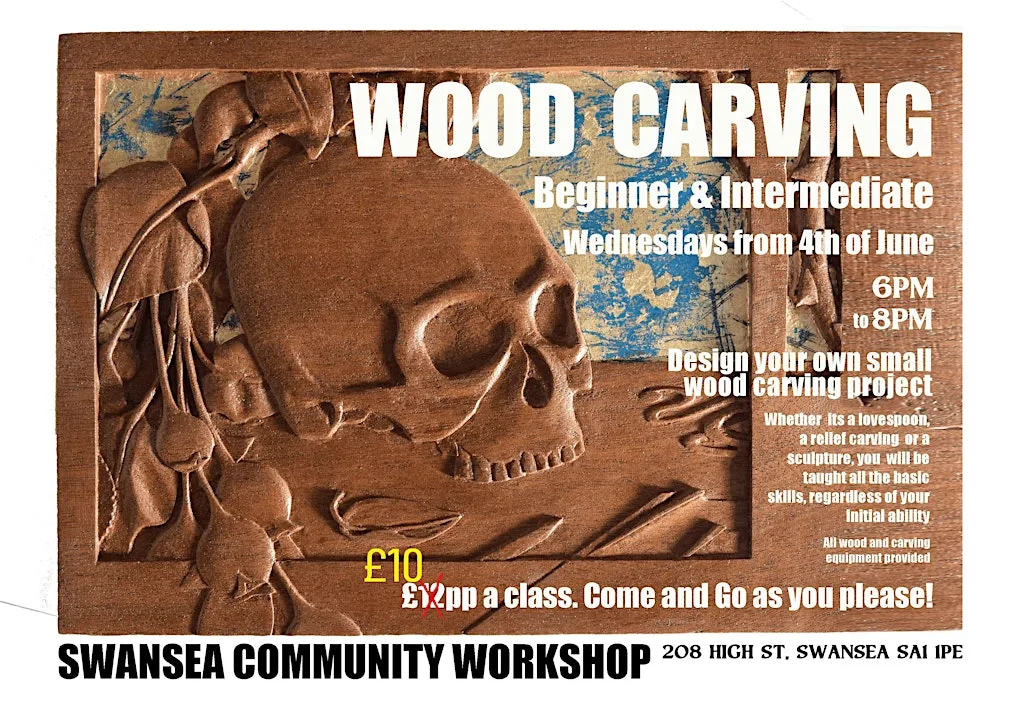 Evening Beginners Wood Carving at Swansea Community Workshops