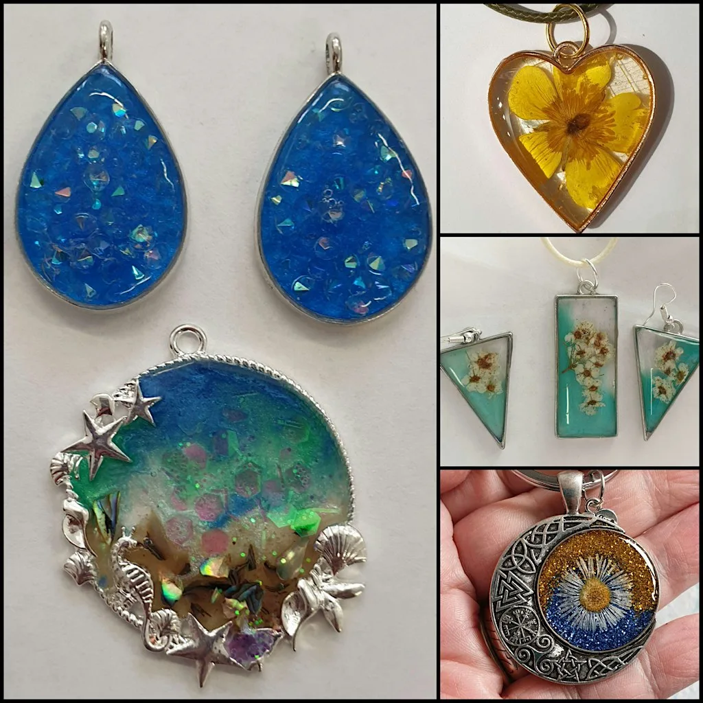 Resin jewellery with Helen COAST Funded by Swansea Council at Swansea Community Workshops